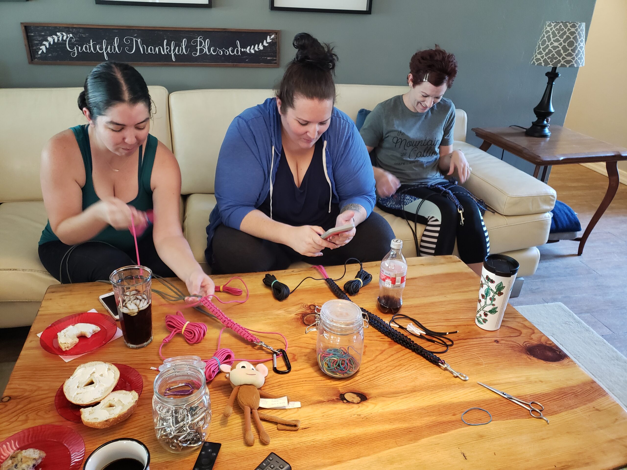 Co-Op Caregivers making leashes